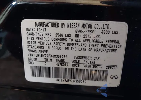 2018 Infiniti Q50 3.0T Luxe из США, поврежденный, VIN JN1EV7APXJM359252